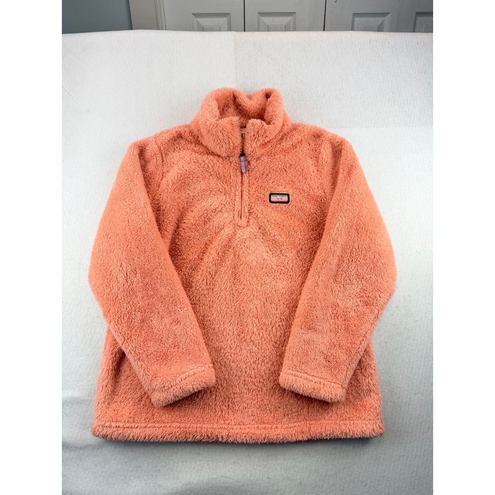 Simply Southern Womens Large coral Pink Sherpa Fleece Quarter Zip Pullover